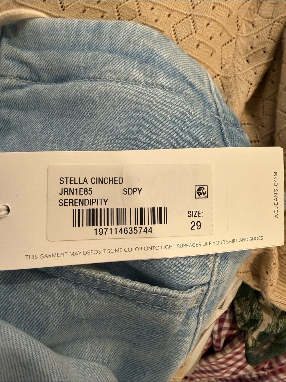 AG Jeans Stella Cinched Wide leg Light Wash 29” x 32” Inseam NWT Zip and String - Picture 5 of 11